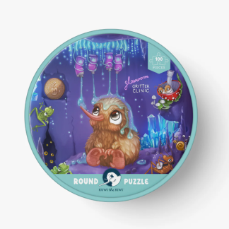 Jigsaw Puzzle Glowworm Glitter Critter - Round 100 pieces