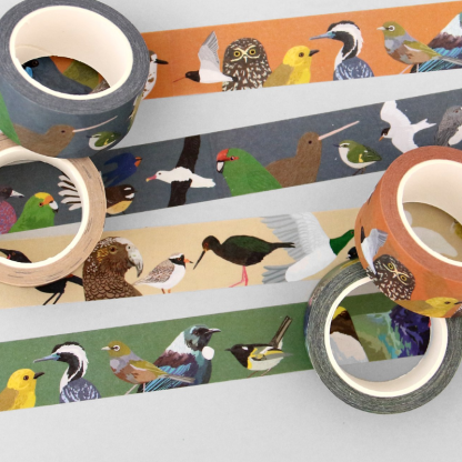 Washi Tape - Native Birds - Blue/Orange - Image 3