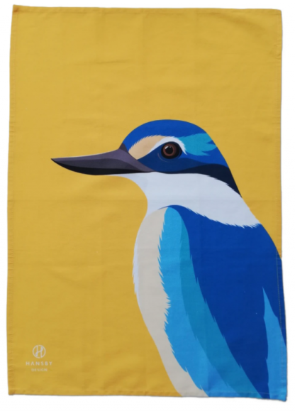 Native NZ Bird Tea Towel Kingfisher Kotare
